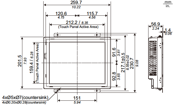 GP4000 Series External Dimensions