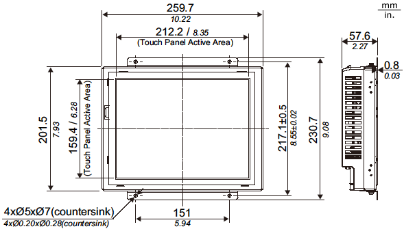 GP4000 Series External Dimensions