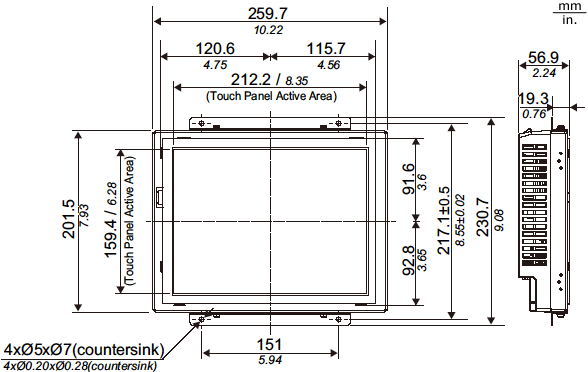 GP4000 Series External Dimensions