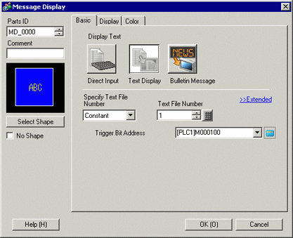 17.6.2.1 Text Display - Basic Settings / Basic