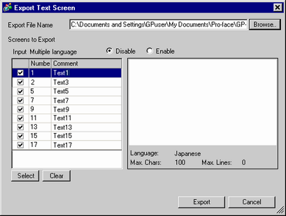 17.4.1 Procedure - Exporting Text