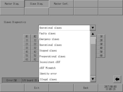 Slave Display Module Tablet M.25.3.2 Peripheral Settings - Slave diagnostics
