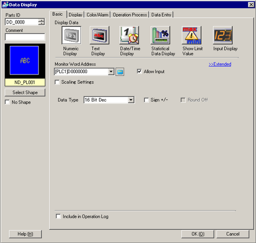 14.11.1.1 Numeric Display - Basic Settings/Basic
