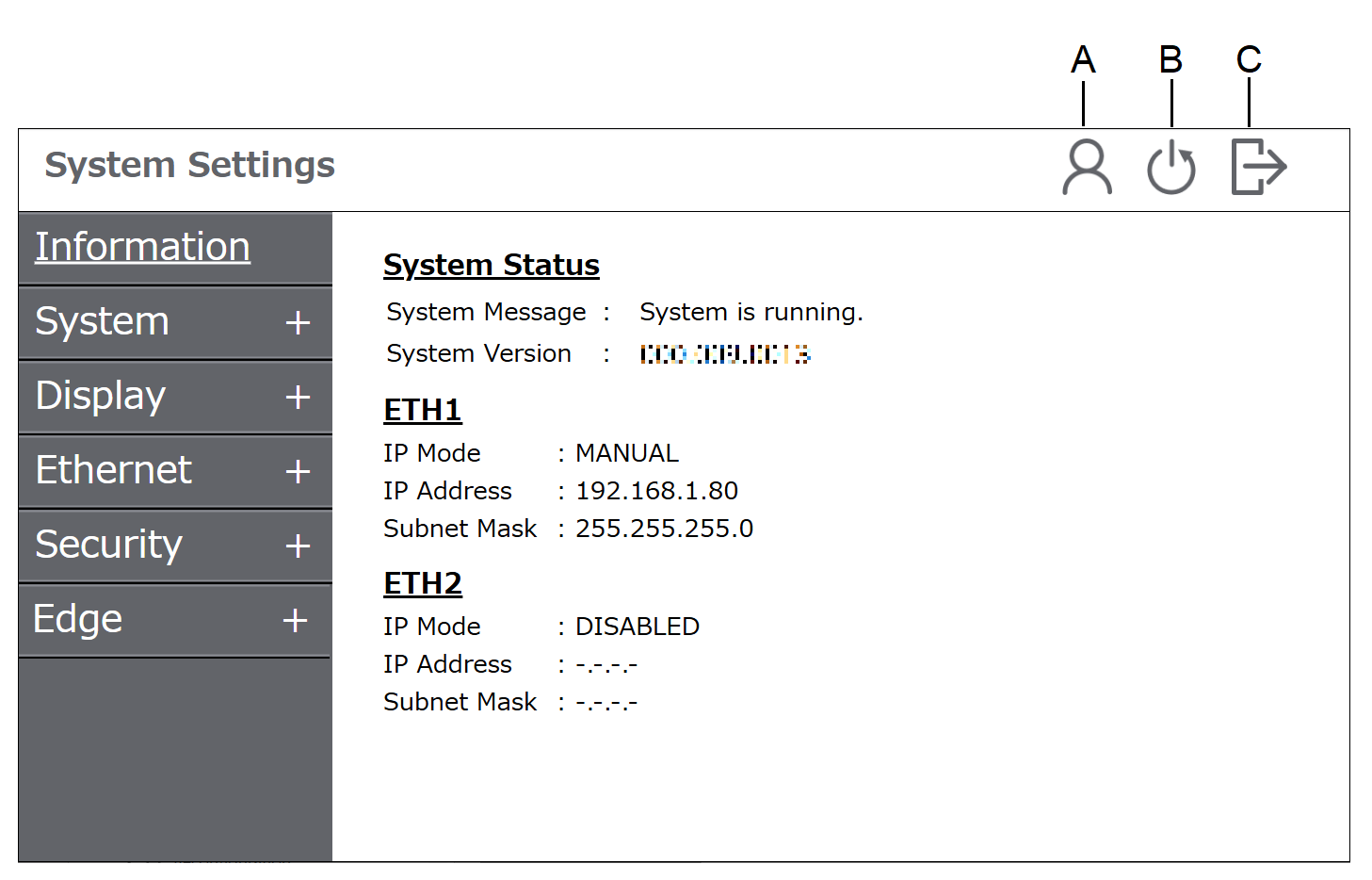 Systemsettings Interface System Settings Menu - GP6000 Series Standard Model
